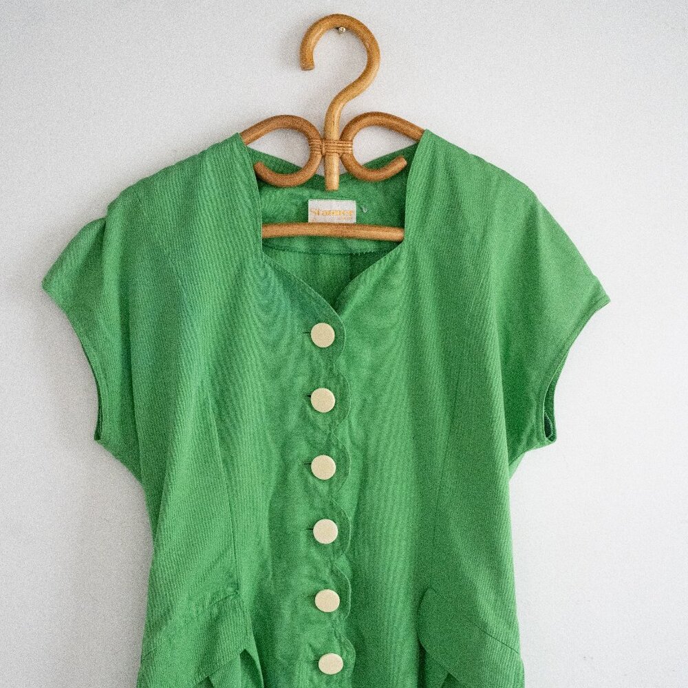 Stanner Munchen Vintage Green button down midi dress N/S